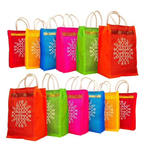 Kolam Print Jute Bag
