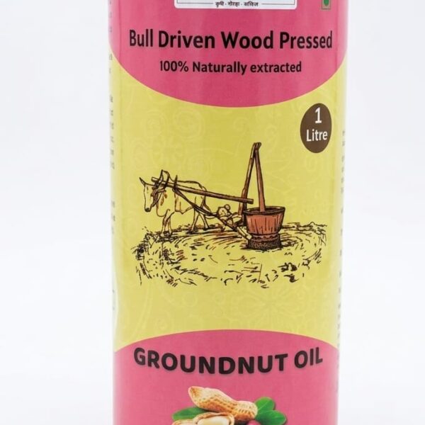 Wood-Pressed Bull-Driven Groundnut oil 1 ltr metal pack